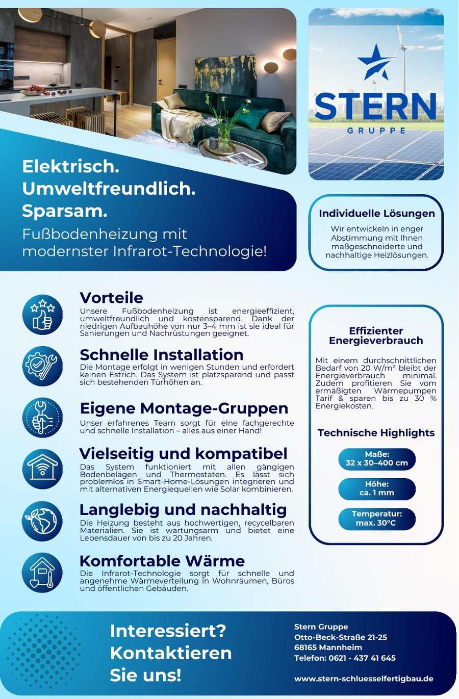 Flyer Infrarot-Fußbodenheizung, Seite 1